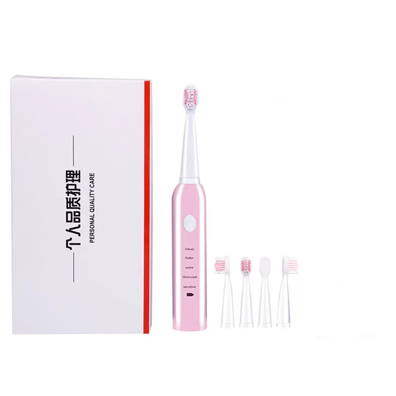 Pink withbox Мощная ультра звуковая электрическая зубная щетка перезаряжаемая зубная щетка моющаяся электронная отбеливающая зубная щетка USB зарядка - Цвет: Pink withbox