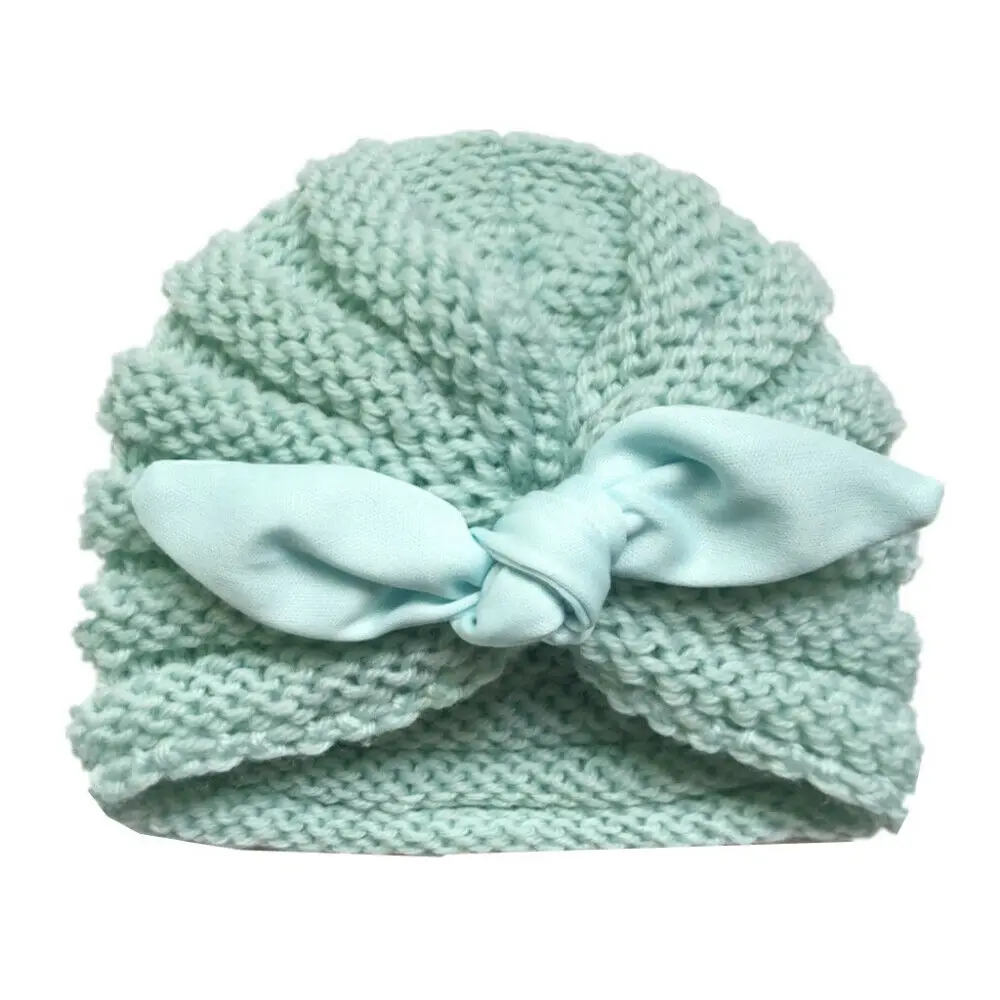 Brand New Baby Hats Newborn Toddler Kids Boys Girls Knit Wool Beanie Solid Winter Warm Bow Autumn Fashion Hot 2019 | Детская одежда и