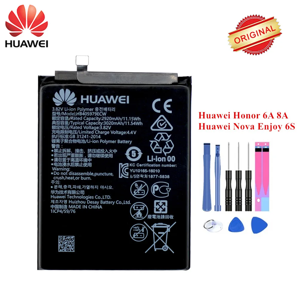 Оригинальный аккумулятор Hua Wei HB405979ECW для Huawei Honor 6A 8A DLI AL10 AL10B TL20 L22 Nova Enjoy 6S 6C Y5