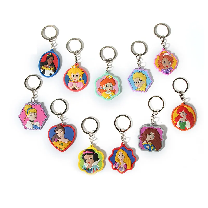 

Disney Frozen Figure Cartoon Keychains Snow White PVC Single Side Sweet Car Key Chain Fou Boys Girls Birthday Gift