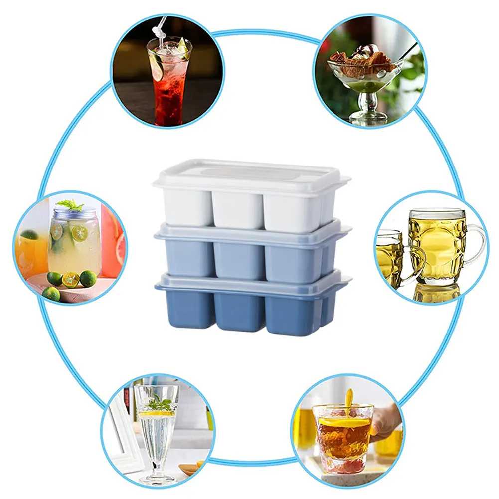 

3PCS Big Grid Silicone Ice Cube Mold Ice Cube Maker Flexible Silicone Ice Cube Tray With Lid Kitchen Gadgets And Accessories