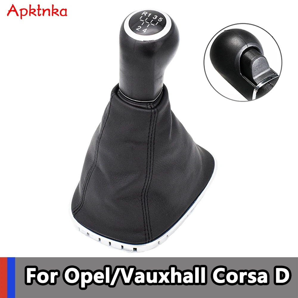 

Apktnka 5 Speed Car Gear Shift Knob With Leather Boot For OPEL / VAUXHALL CORSA D 2006 2007 2008 2009 2010 2011 2012 2013 2014