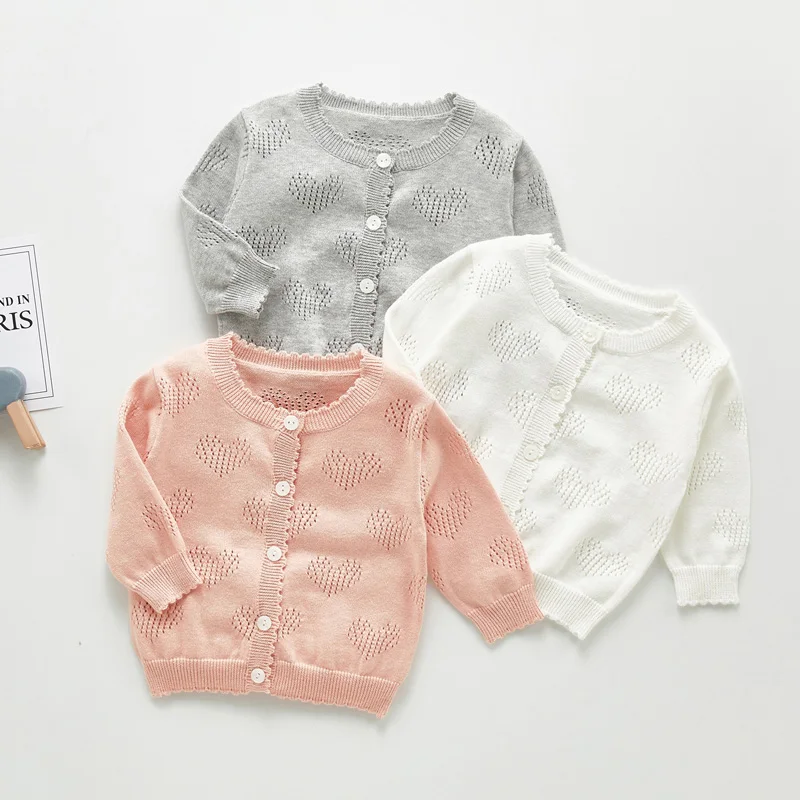 

Newborn Baby Cardigan Infant Kids Girls Princess Sweater Solid Color Hollow Out Boys Knitted Coat DT070