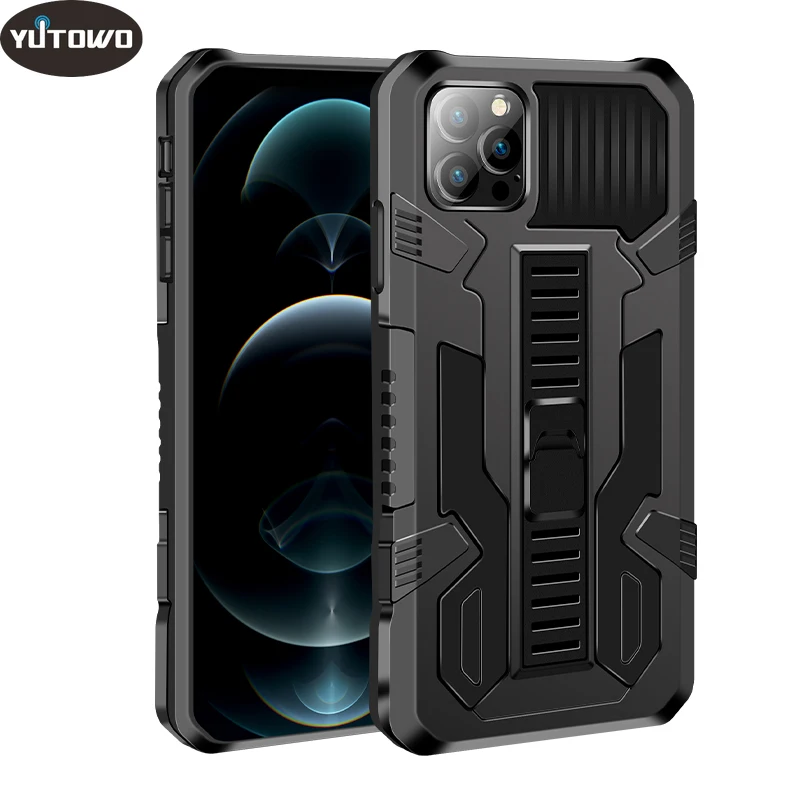 Shockproof Phone Case for iPhone 13 12 Pro Max 11 Pro Max XS 7 8 Plus Invisible Bracket Coque Armor Phone Case Protective Cover