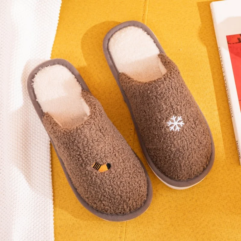 Autumn  Winter New Ladies Cotton Slippers Simple and Comfortable Cotton Slippers Women Flat Slippers Women Furry Slippers Women