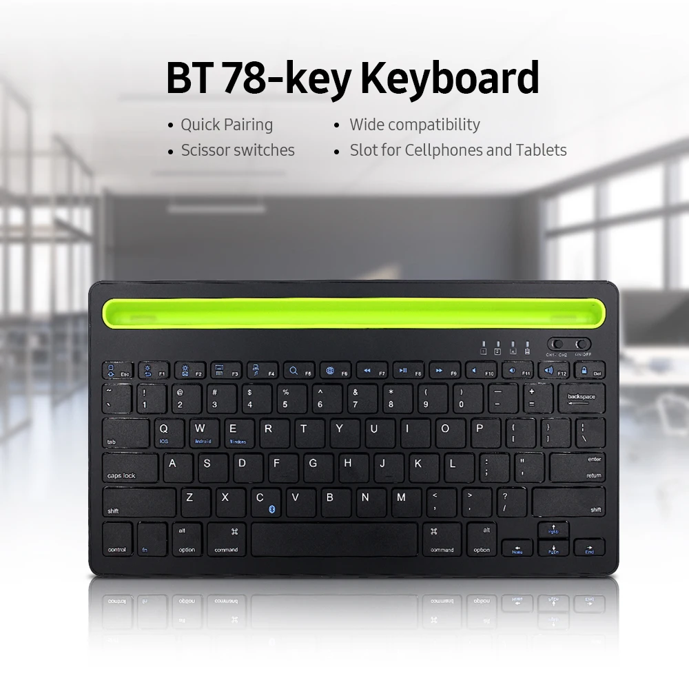 

BT Keyboard with Two Pairing Function Scissor Switches Slot Gaming Keyboard for Cellphones/Tablets Support IOS Android Windows