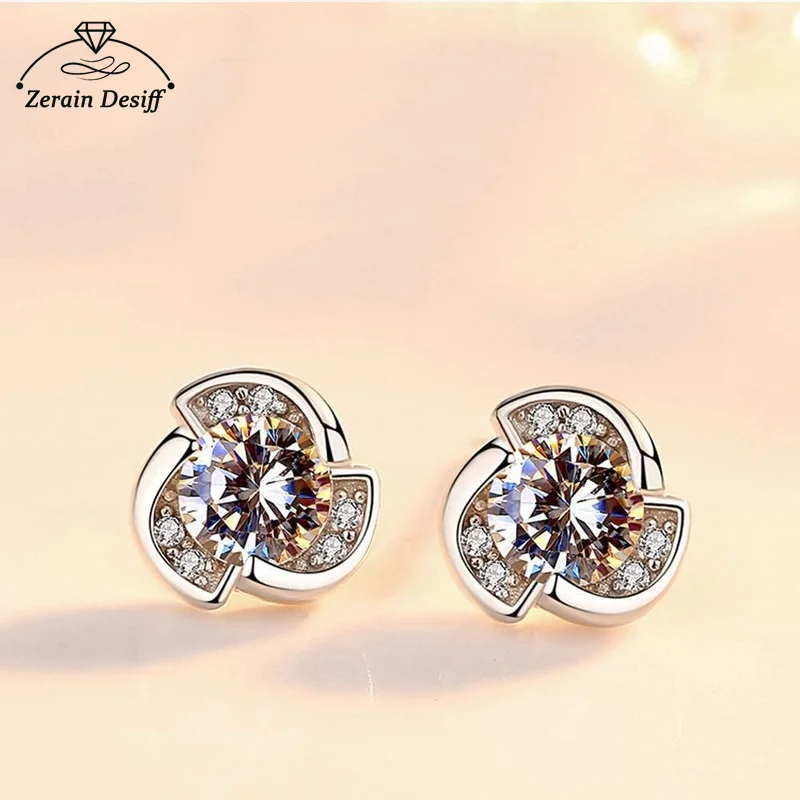 

Cubic Zirconia Earrings Women's 925 Sterling Silver Plated Hypoallergenic Earrings Heart-shaped Snow Pinwheel Crown Jewelry Gift