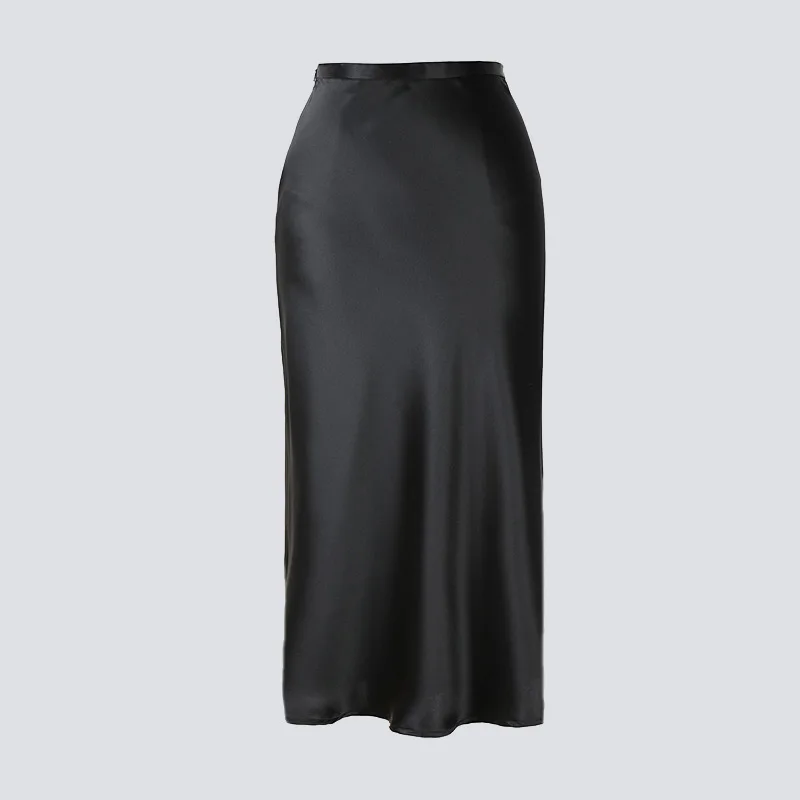 

Женская атласная Юбка-миди с боковой молнией