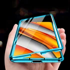 Алюминиевый магнитный металлический бампер, откидной двухсторонний стеклянный чехол для Xiaomi Poco F3 F 3 Poko Poxo PocoF3, защитный чехол 6,67 дюйма