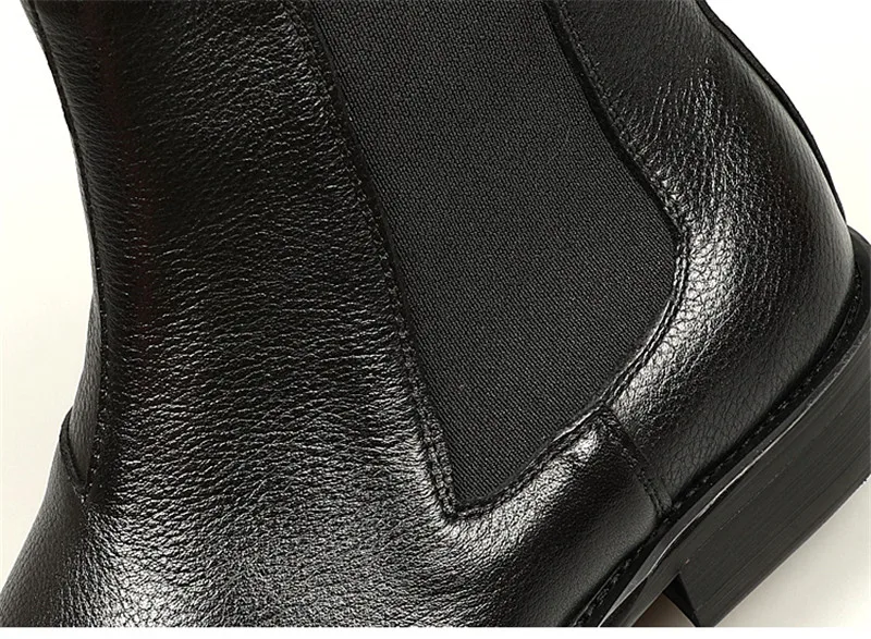 Модные черные ботинки челси из натуральной кожи Мужская Уличная обувь | Обувь