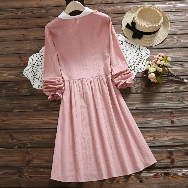 Элегантный дизайн весеннее женское Повседневное платье с отложным воротником