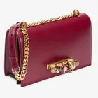 Сумка-мессенджер через плечо из натуральной кожи с кристаллами и бриллиантами