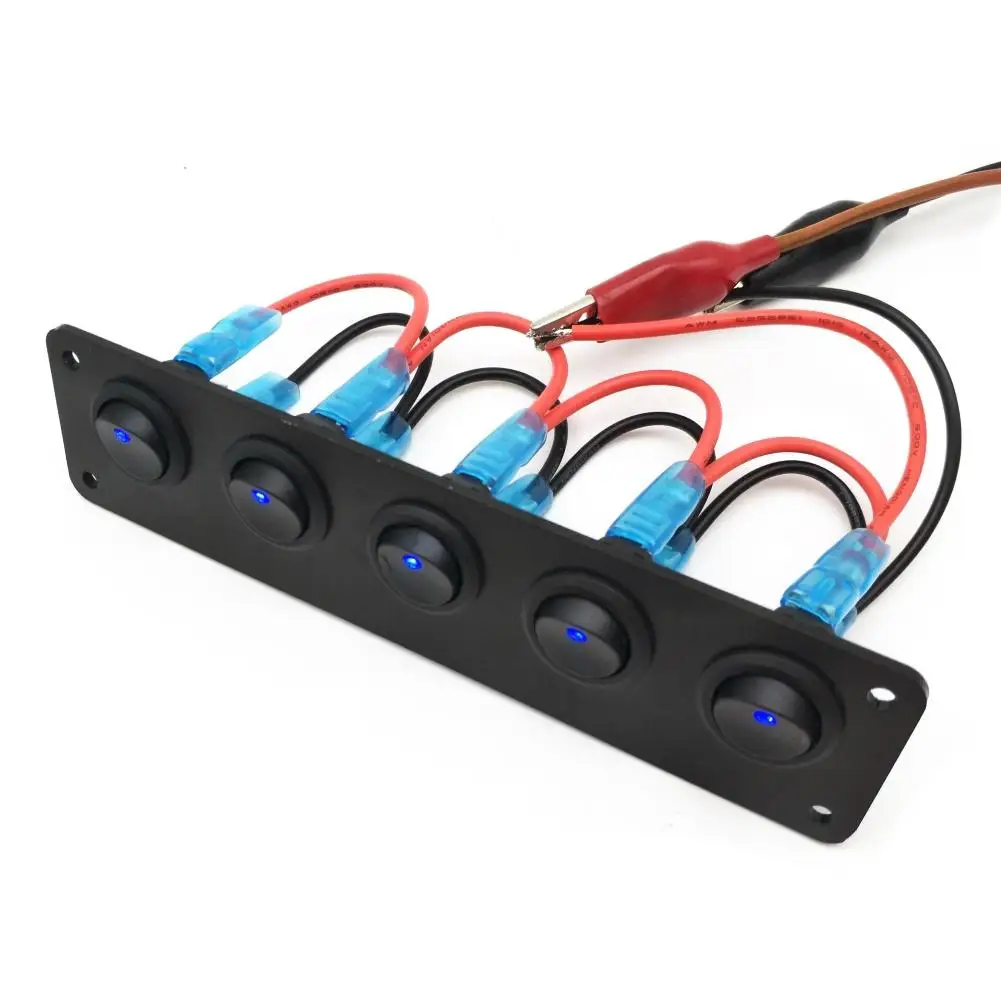 12 24 В Автомобильная лодка морская 5 Gang On Off Rocker Switch панель с Светодиодный индикатор