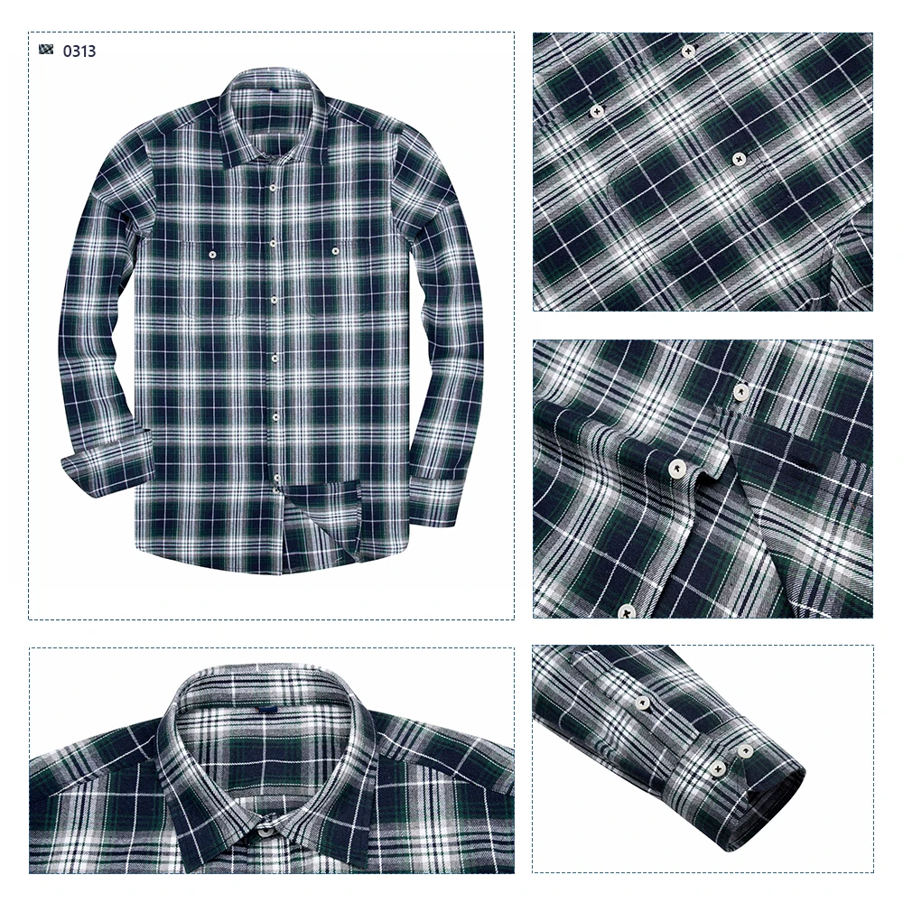 Мужская Фланелевая рубашка в клетку повседневная хлопковая с длинным рукавом