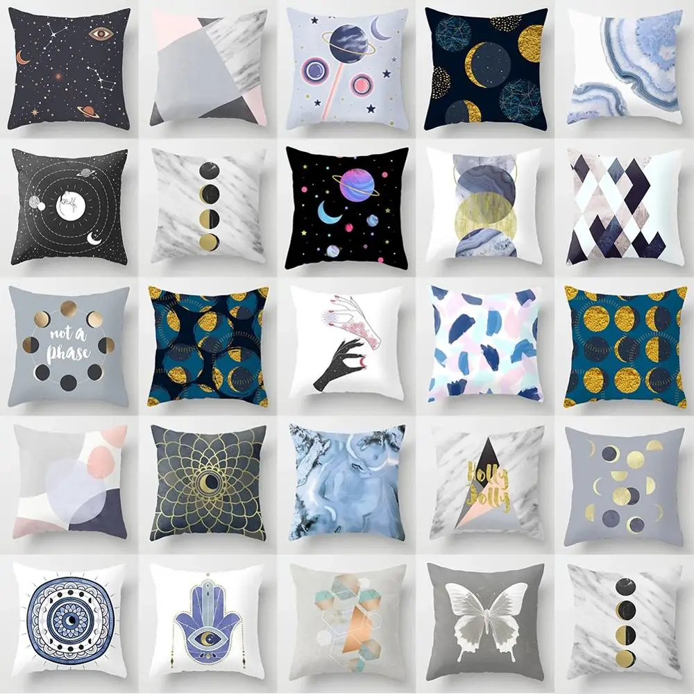 

18" Creative Cartoon Square Cushion Cover Fashion Geometric Sofa Bedroom Living Room Seat Home Decorative Pillowcases