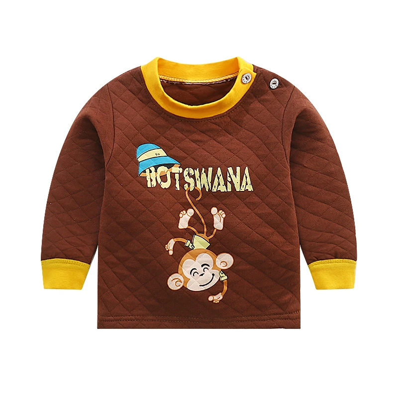 3 Baby Tshirt Thick Winter Warm Home Wear Newborn Baby Boys Girls Tops T-shirt Kids Clothing Baby Clothes - Цвет: 3