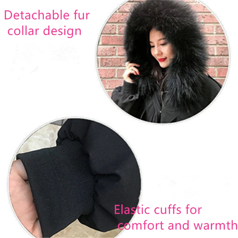 

Fashion women's cotton coat, new winter clothes, thick hooded with fur collar, medium and long section, thin and warm, all-match