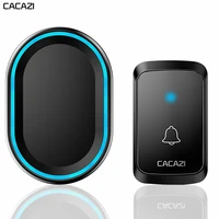 cacazi wireless doorbell waterproof led light 1 2 button 1 2 receiver 300m remote home intelligent door bell chime us eu uk plug