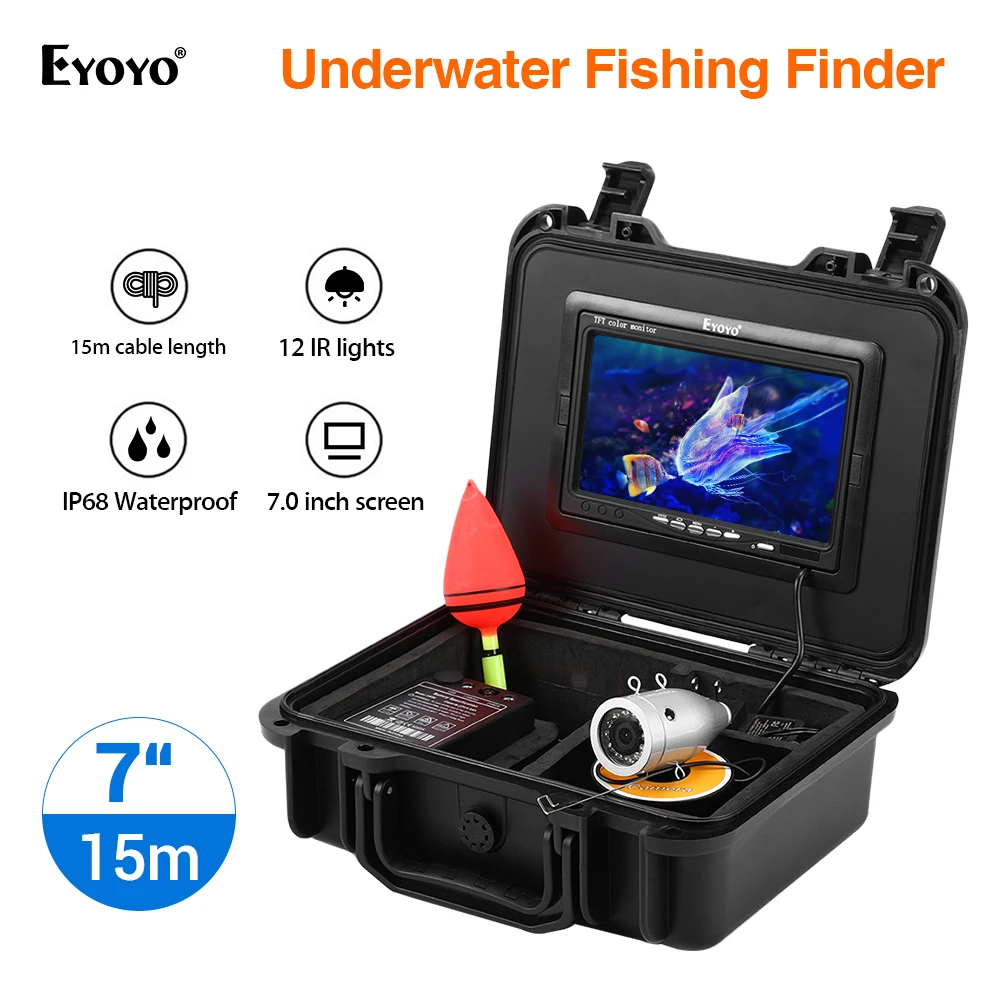 

Eyoyo EF07HR 720P 7-дюймовый 15 м/возможностью погружения на глубину до 30 м 8 Гб DVR Морская рыбалка Камера подводный Рыболокаторы для подледного лова с...