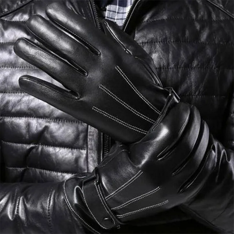 

VIIANLES Touched Screen Gloves Winter Warm Leather Gloves Black For Men Women Fashion Outdoor Cycling Mittens Full Finger