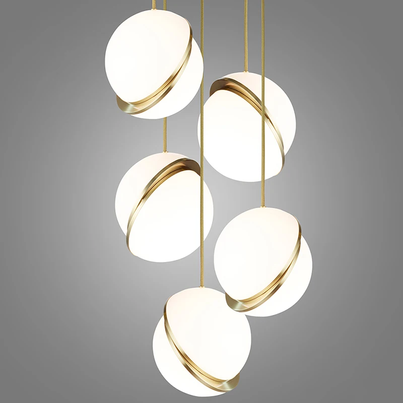 Стеклянная Подвесная лампа Rund в скандинавском стиле светильник белого и