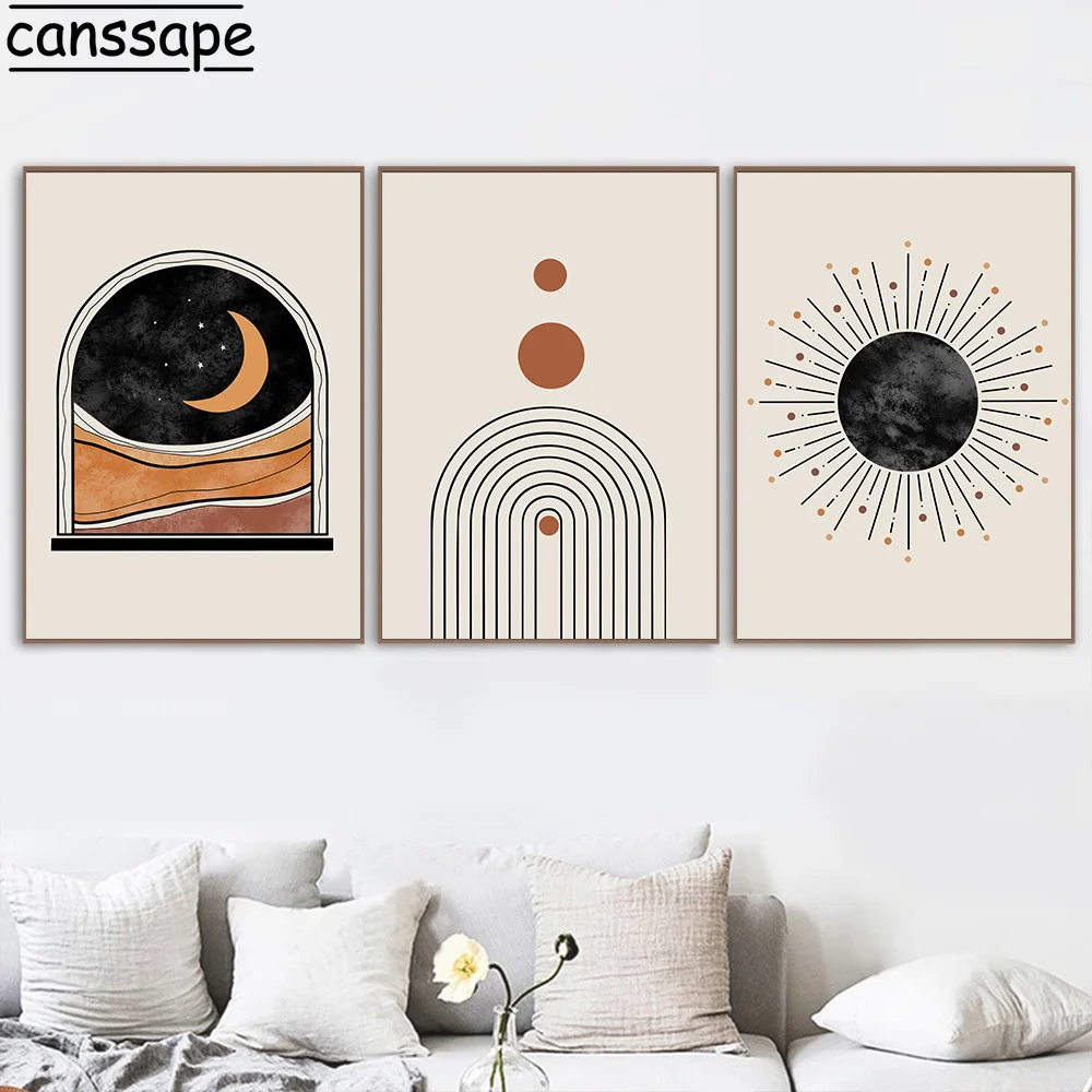 Настенная картина в стиле бохо с абстрактными линиями художественный постер