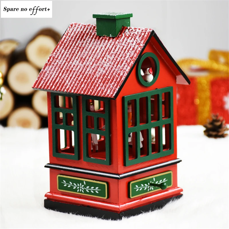 Adornos de navidad Деревянная Рождественская музыкальная шкатулка Новогоднее украшение Рождественская елка декорации и подарки на день рожденья Рождественский подарок для ребенка