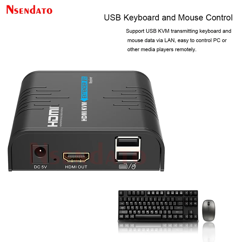Transmissor de Vídeo e Receptor Interruptor do Rato 120m sem Fio Hdmi Extensor 1080p 60hz Usb2.0 Partilha Teclado Kvm Usb Rj45