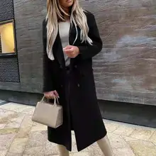 Fashion Women Casual Solid Color Coat Adults Comfortable Coat Double Breasted Suit Collar Oversize C
