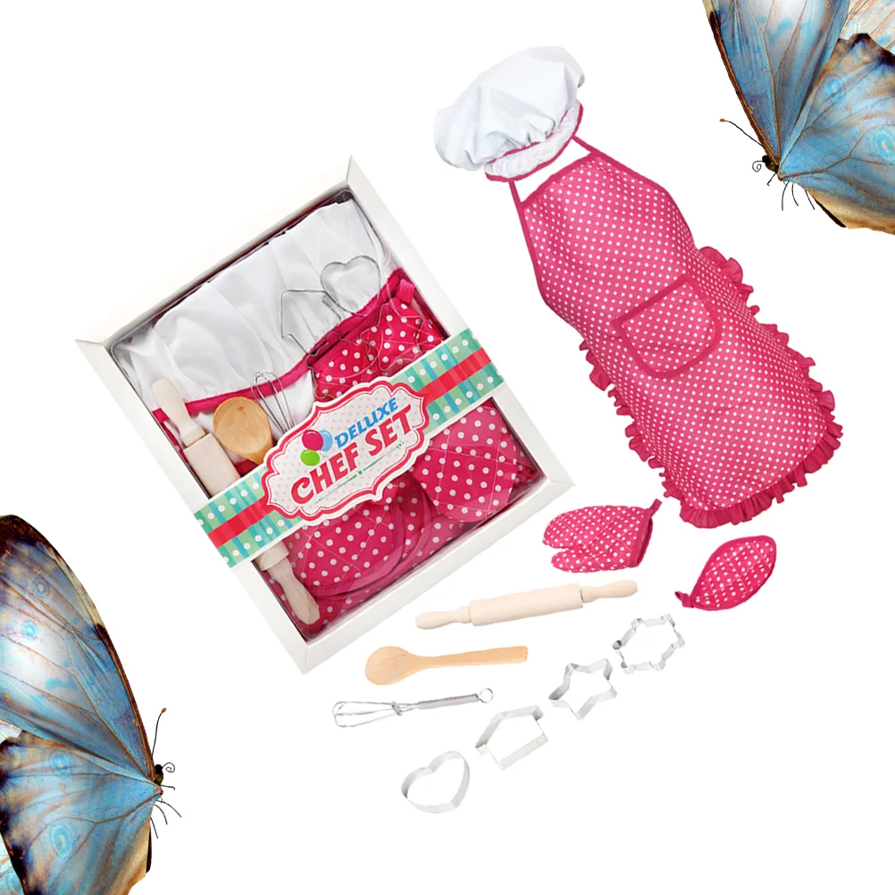 

1 Set of 11Pcs Children Play In Every Kitchen Girl Baking Apron Kit )