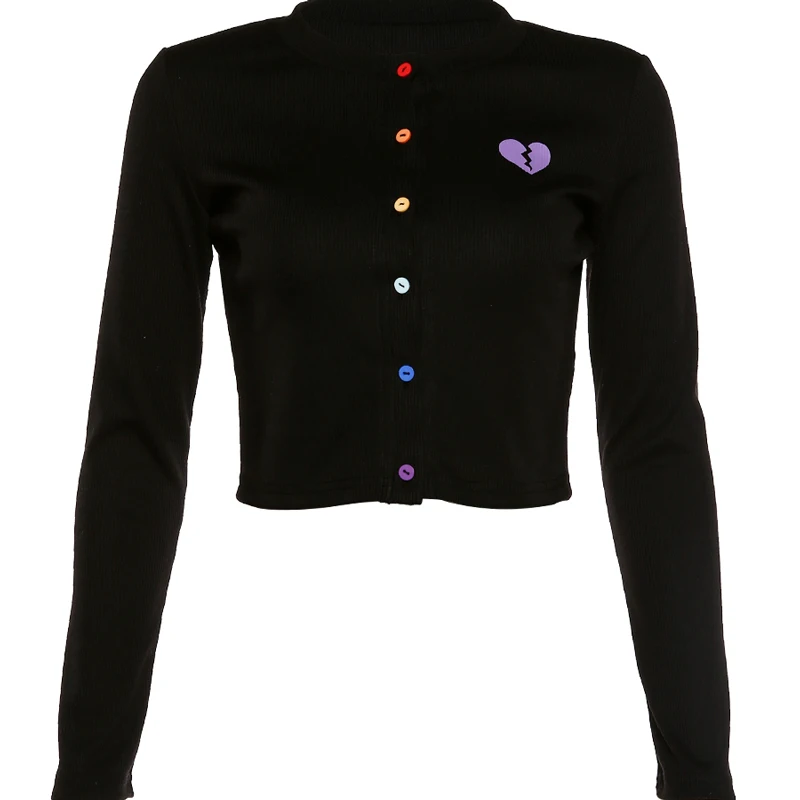 

XUXIis Women Summer 2021 TShirt New Retro, Colorful Buttons, Knitted, Female, Slim, T Shirt, E577