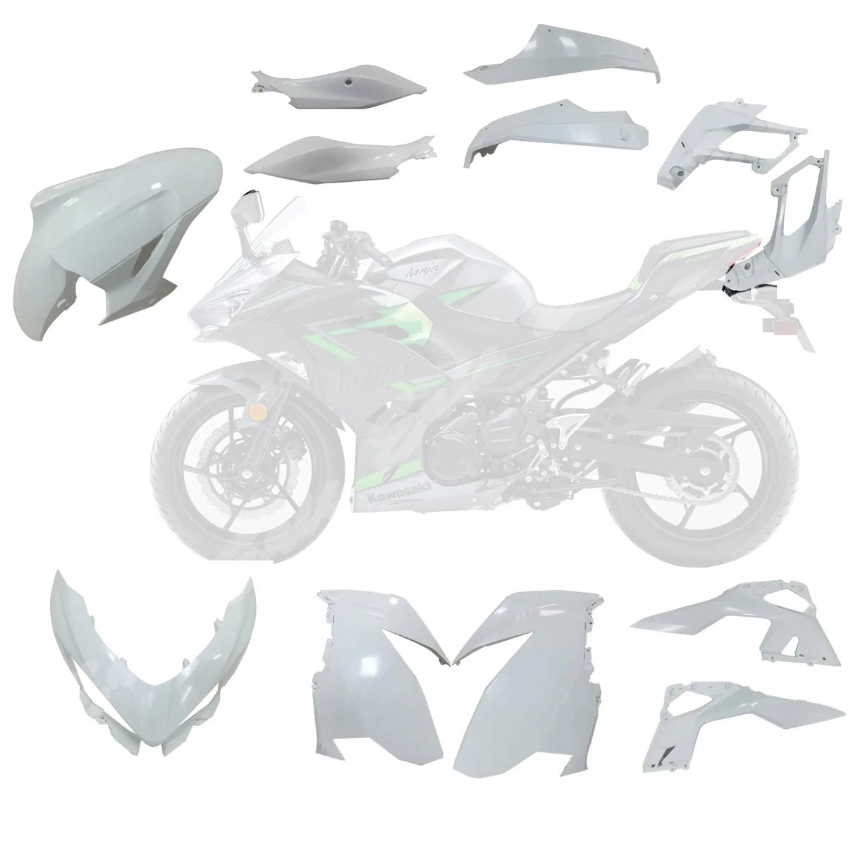 Неокрашенный Белый комплект обтекателей из АБС-пластика для Kawasaki NINJA 400 2018-2019 |