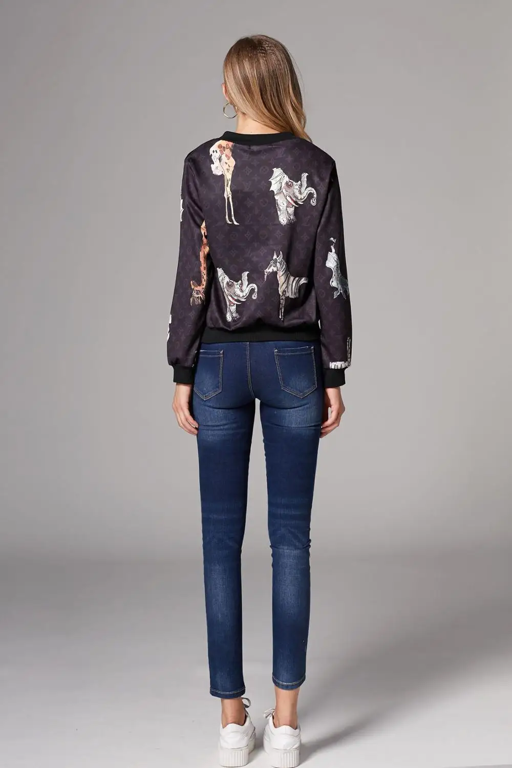 Женская куртка с длинным рукавом повседневная принтом Осень-зима 2019 | одежда