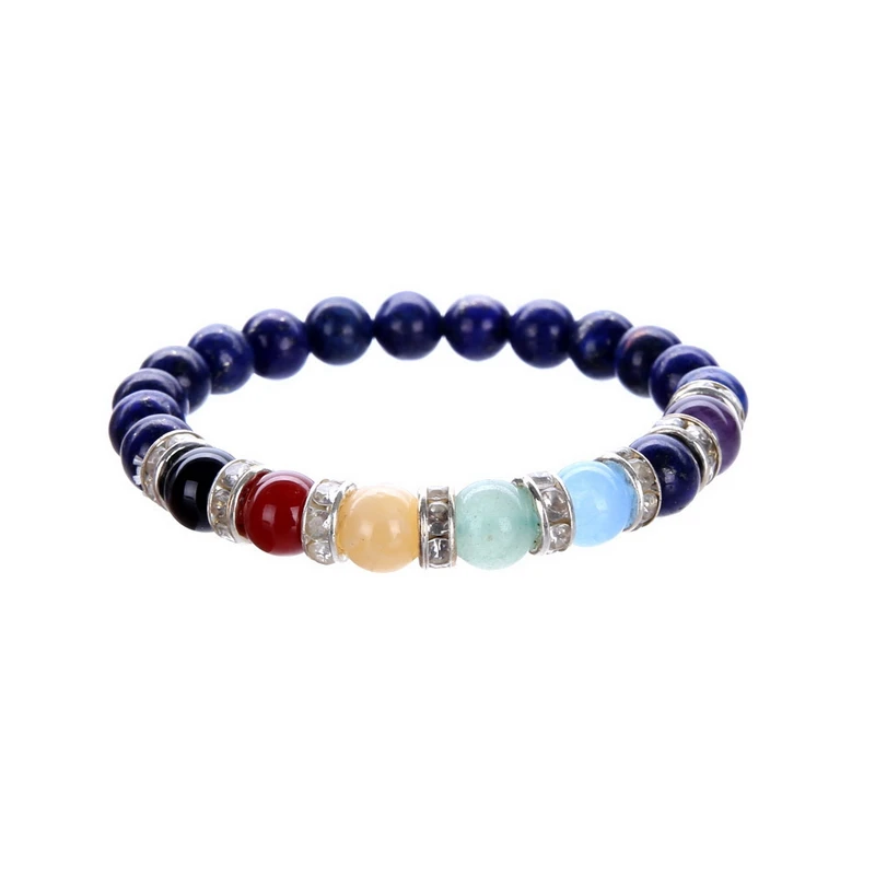 Модный аметист бусины розовый кристалл кварца чакра Браслет Лазурит тигровый