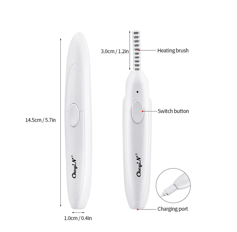 

CkeyiN Electric Eyelash Curler Quick Charge Heated Eyelash Curling Brush Mini Makeup Eyelash Crimper 3 Temperatures Adjustable