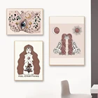 Художественный постер феминизма в стиле бохо, с изображением Солнца и Луны, богини, женщина, чувствует все, цитата, холст, картина, украшение на стену для врача, офиса, комнаты