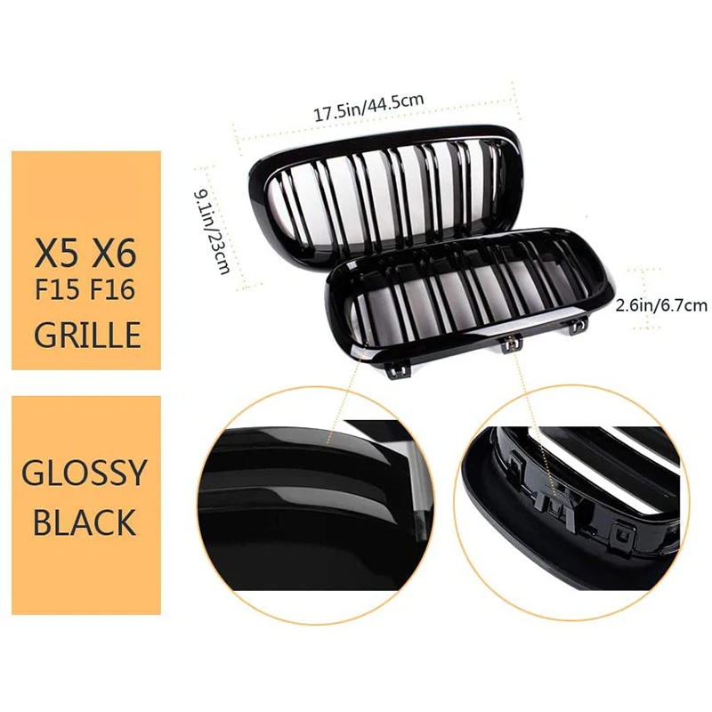 Передняя решетка радиатора с двойной пластиной спортивный гриль для BMW X5 F15 X6 F16 X5M