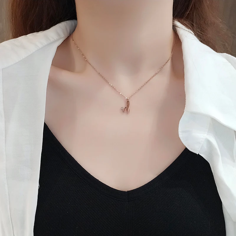 Любимая 羊子 же Стиль ожерелье с простыми надписями H короткая цепочка на ключицы