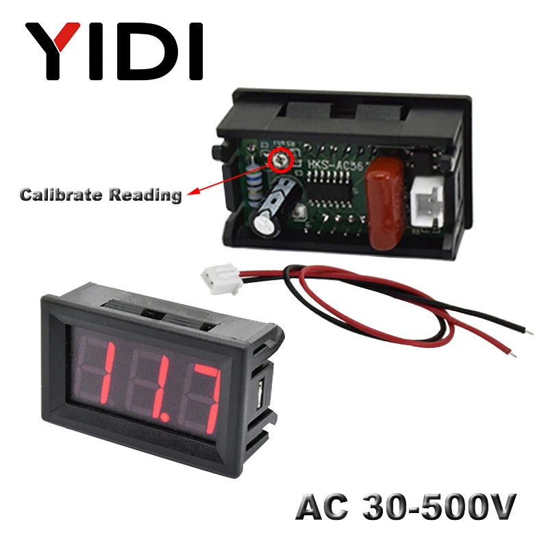 0 56 ''AC 30 500V 600V Цифровой вольтметр переменного тока DC 3 5 30V 100V красный зеленый