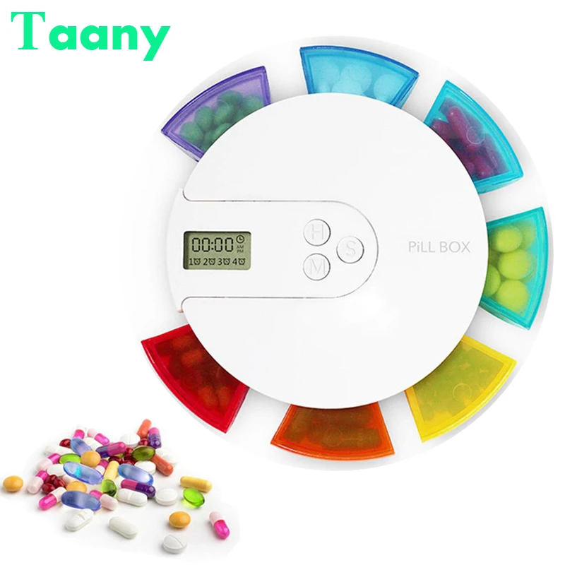 

Футляр для таблеток на 7 дней, коробка для хранения лекарств, органайзер, коробка для таблеток с электронным напоминанием о времени, контейн...