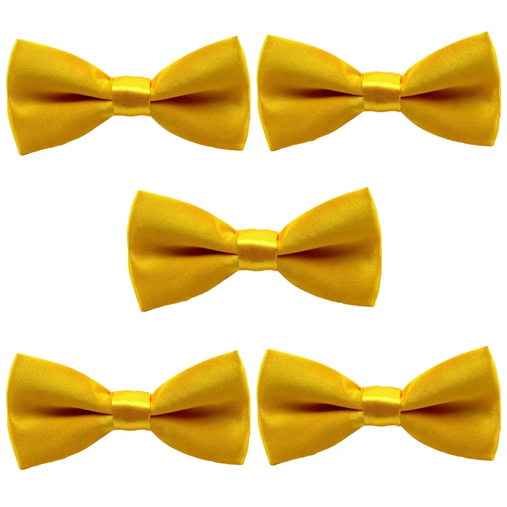 Yellow-5 PCS 5 шт., Детские однотонные вечерние галстуки-бабочки для маленьких мальчиков, регулируемый галстук-бабочка YYTIE1005 - Цвет: Yellow-5 PCS