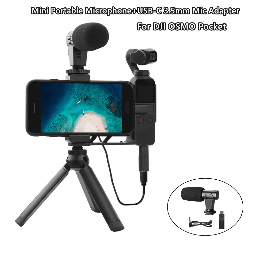 Портативный мини видеомикрофон + Встроенный микрофон 3 5 мм для DJI OSMO Pocket полный
