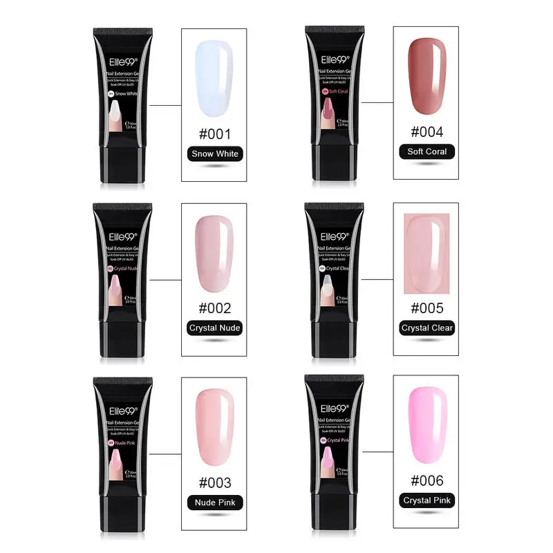 

Elite99 Poly Nail Kit Professional Set with Lamp Nail Tips Dual Form Nail Brush Cleanser Top Base Coat Nail Art Manicure Set