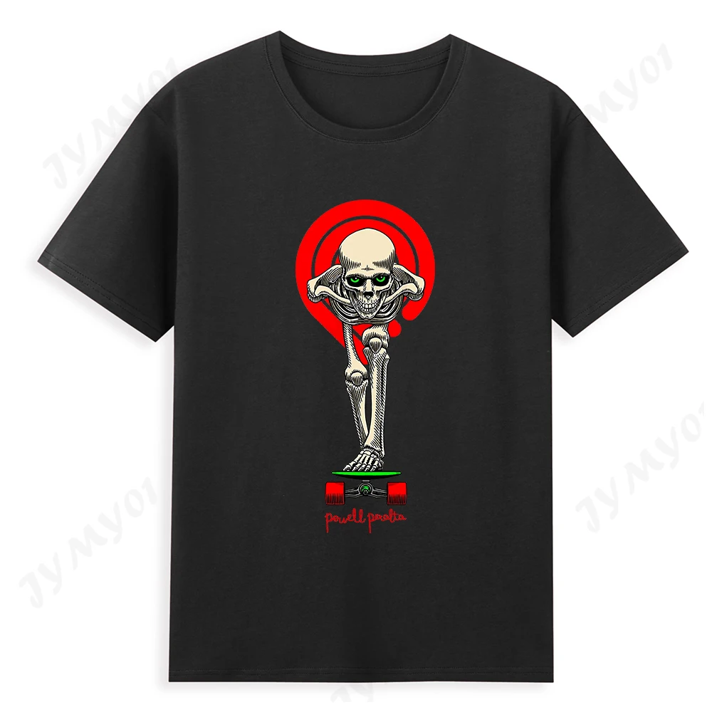 

Bones T Shirt Powell Peralta Skateboard Top Luxury Brand Men's Cotton Four Seasons Skateboard Sports Graphic T-shirt