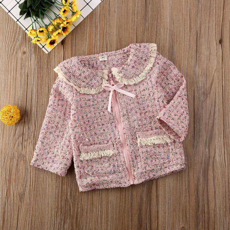 Весна-Осень 2020 одежда для маленьких принцесс зимняя девочек пальто на молнии с