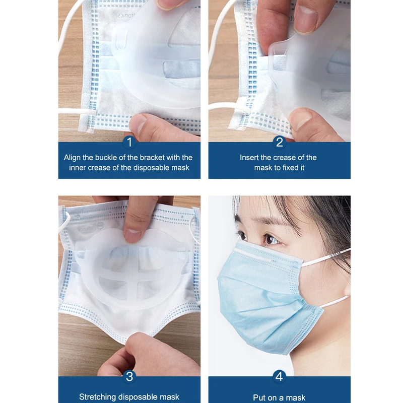 

3D Mouth Mask Support Breathing Assist Help Mask Inner Cushion Bracket Food Grade Silicone Mask Holder Breathable Valv Masque
