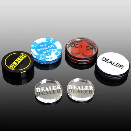 

HOT SALE 1Pc Acrylic Poker Dealer Button Texas Hold'em 3 inch Pressing Poker Cards Guard poker Dealer Button 2 Sides