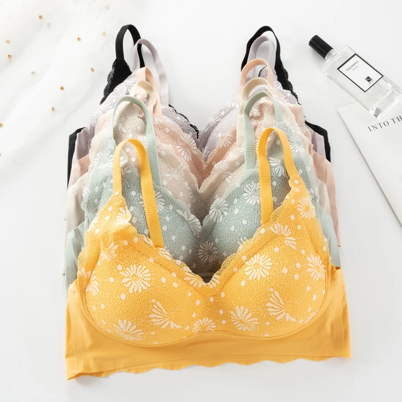 Бесшовное нижнее белье кружевной латексный бюстгальтер с раздельными чашками