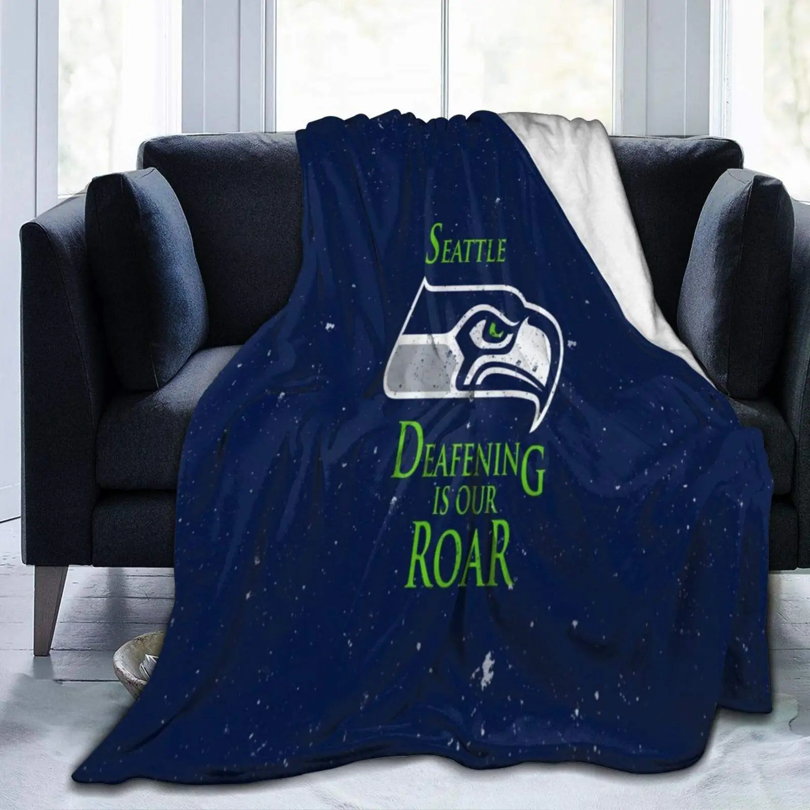 

Innocencee Flannel Fleece Bed Blankets Lightweight Cozy Throw Blanket for Couch Sofa Adults Kids Seattle Seahawks Logo 3D Print