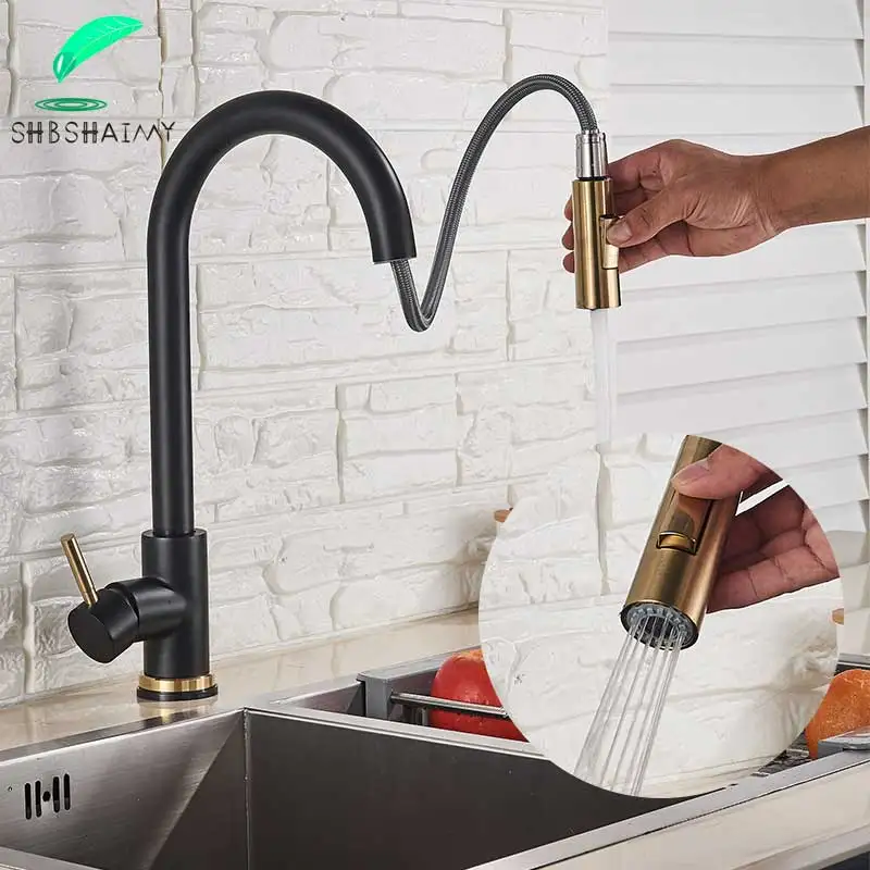 Смеситель для кухни SHBSHAIMY выдвижной сенсорный кран с поворотом горячей и